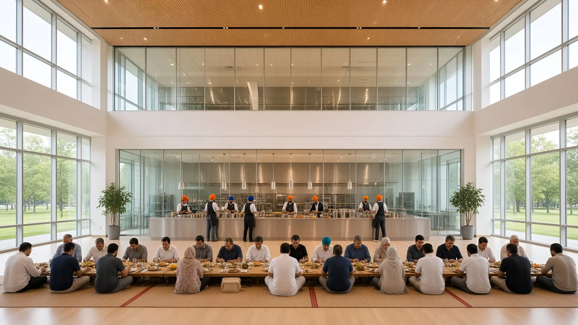 Gurdwara Sahib GTA — langar hall, north-facing daylight